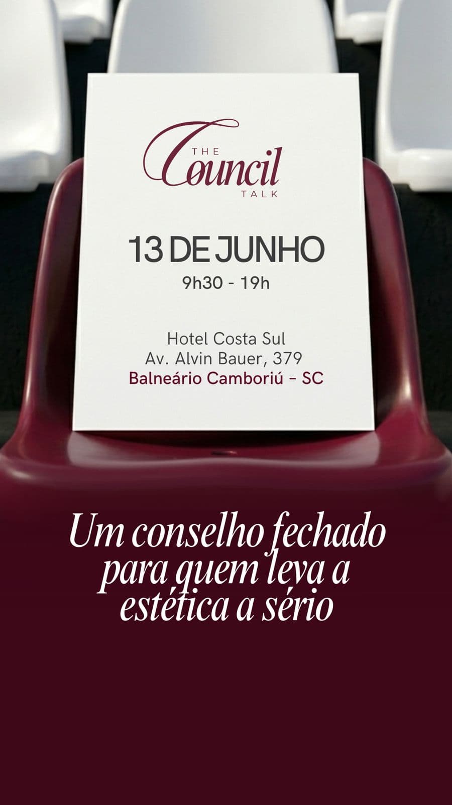 Poltronas do evento com convite do evento